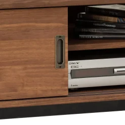 Meuble TV SELMA L 145 cm en bois massif - Brun foncé