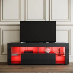 Meuble TV SIRHONA 140x35x45cm avec LED de Couleur Réglable