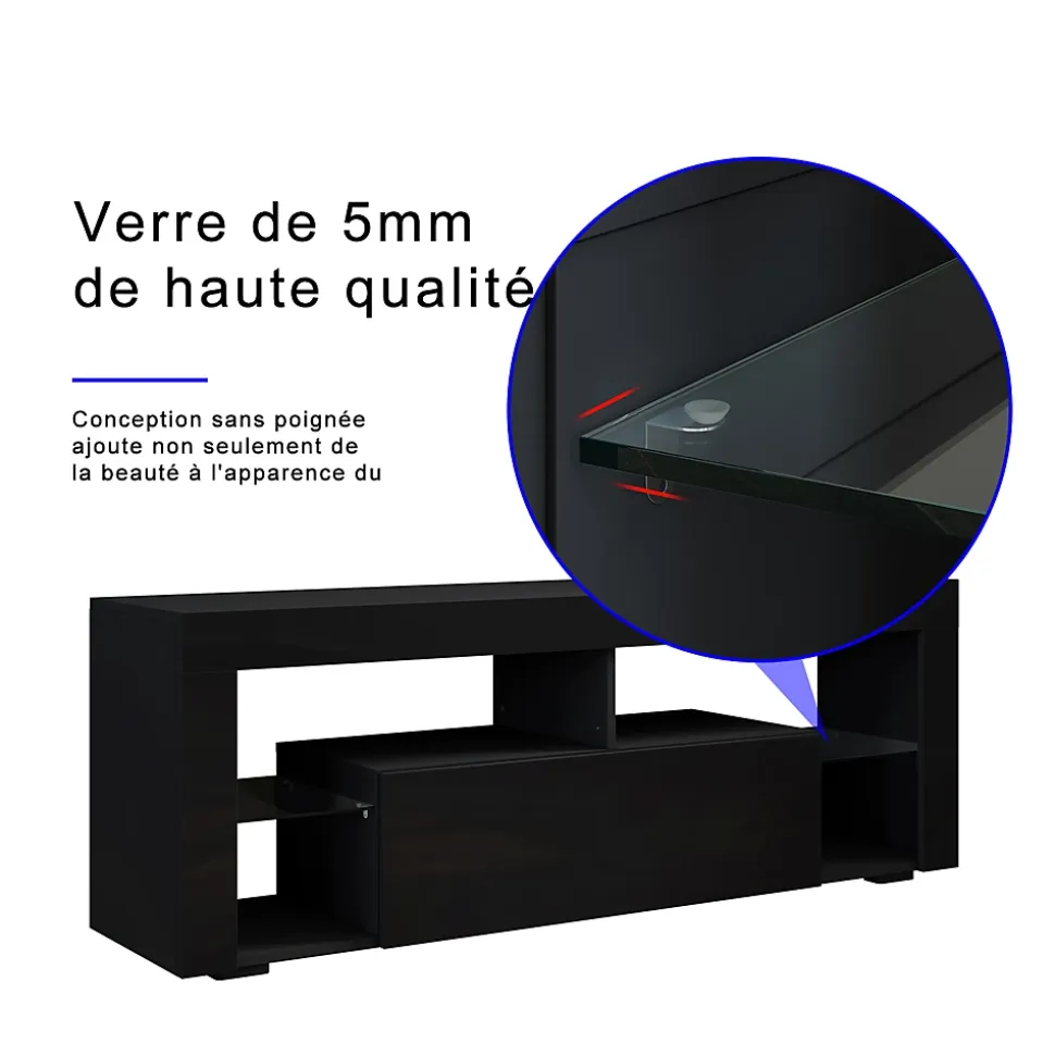 Meuble TV SIRHONA 140x35x45cm avec LED de Couleur Réglable