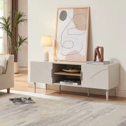 Meuble TV Starvili avec 2 portes 120 x 40 x 45 cm beige en.casa
