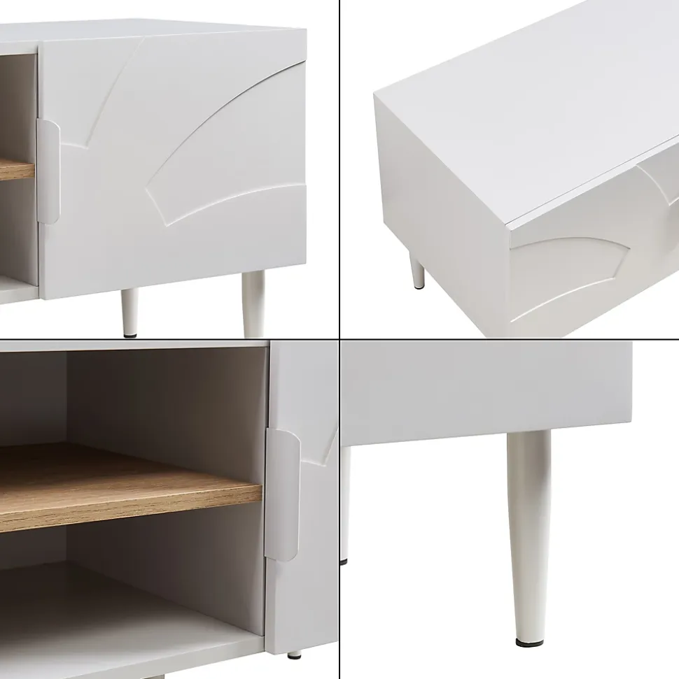 Meuble TV Starvili avec 2 portes 120 x 40 x 45 cm beige en.casa