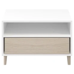 Meuble TV sur pieds blanc et effet chêne GoodHome Atomia H. 47,5 x L. 75 x P. 45 cm