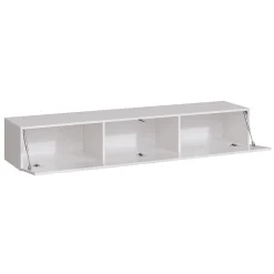 Meuble TV suspendu 180 cm Blanc Collection SWITCH Finitions brillantes Design moderne