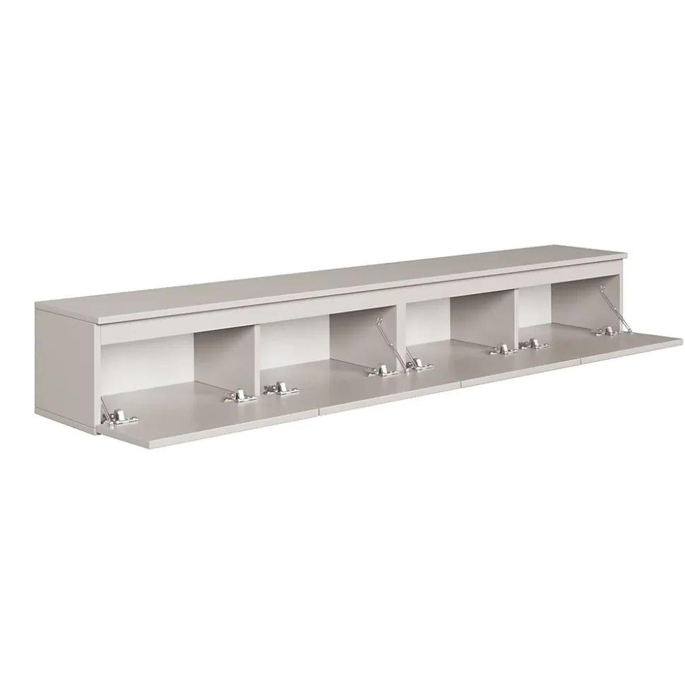 Meuble TV suspendu 200 cm 4 portes grège BEMMI