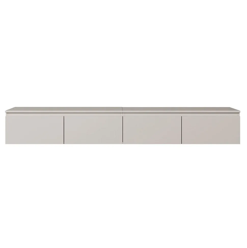 Meuble TV suspendu 200 cm 4 portes grège BEMMI