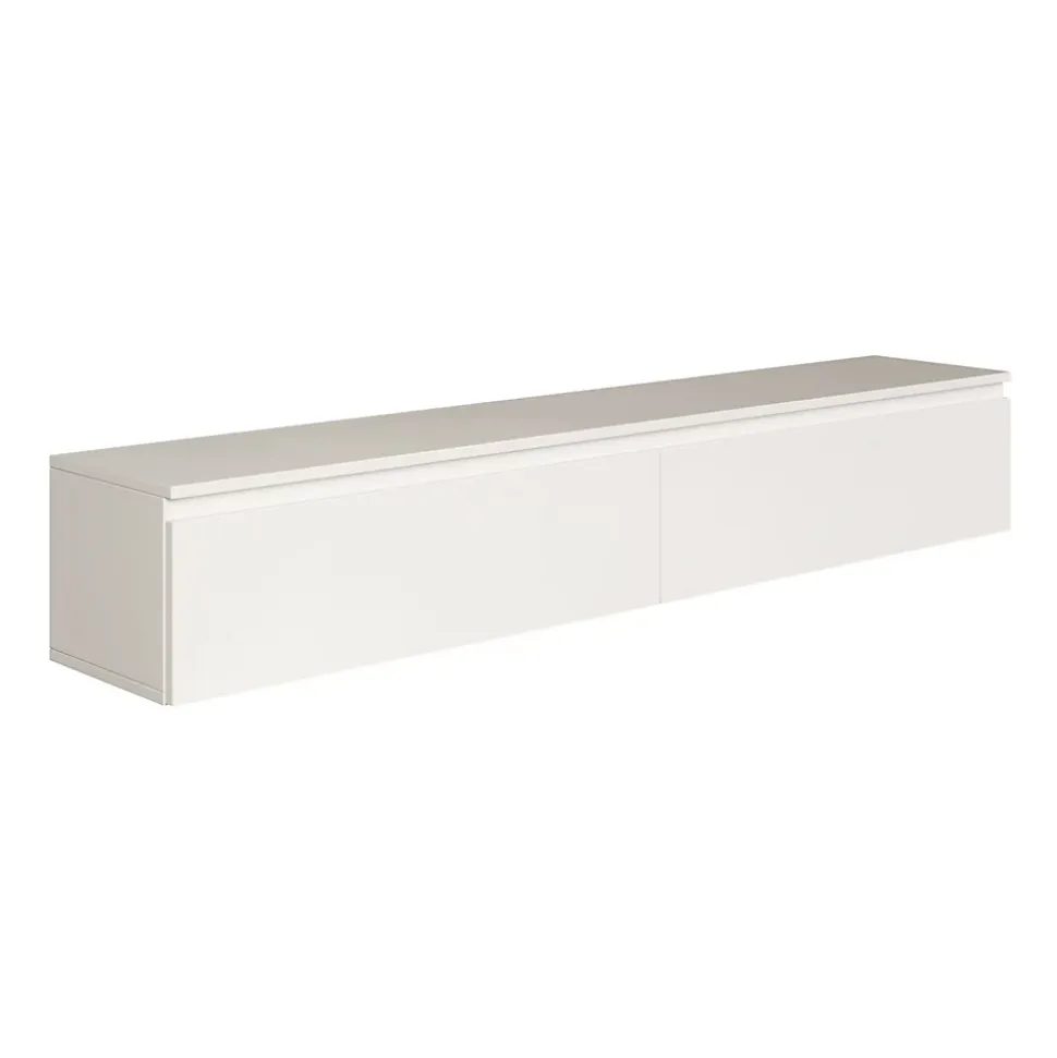 Meuble TV suspendu 175 cm 2 portes blanc BEMMI