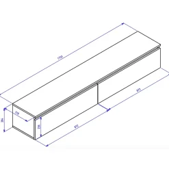 Meuble TV suspendu 175 cm 2 portes blanc BEMMI