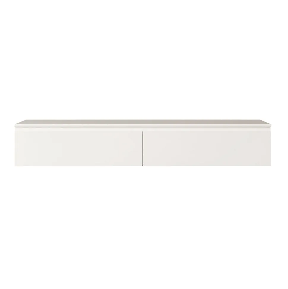 Meuble TV suspendu 175 cm 2 portes blanc BEMMI