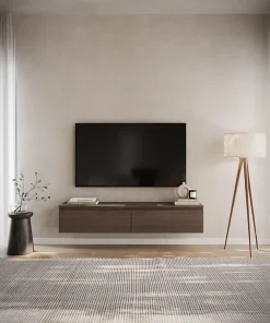 Meuble TV suspendu 150 cm 2 portes noyer du Wisconsin BEMMI