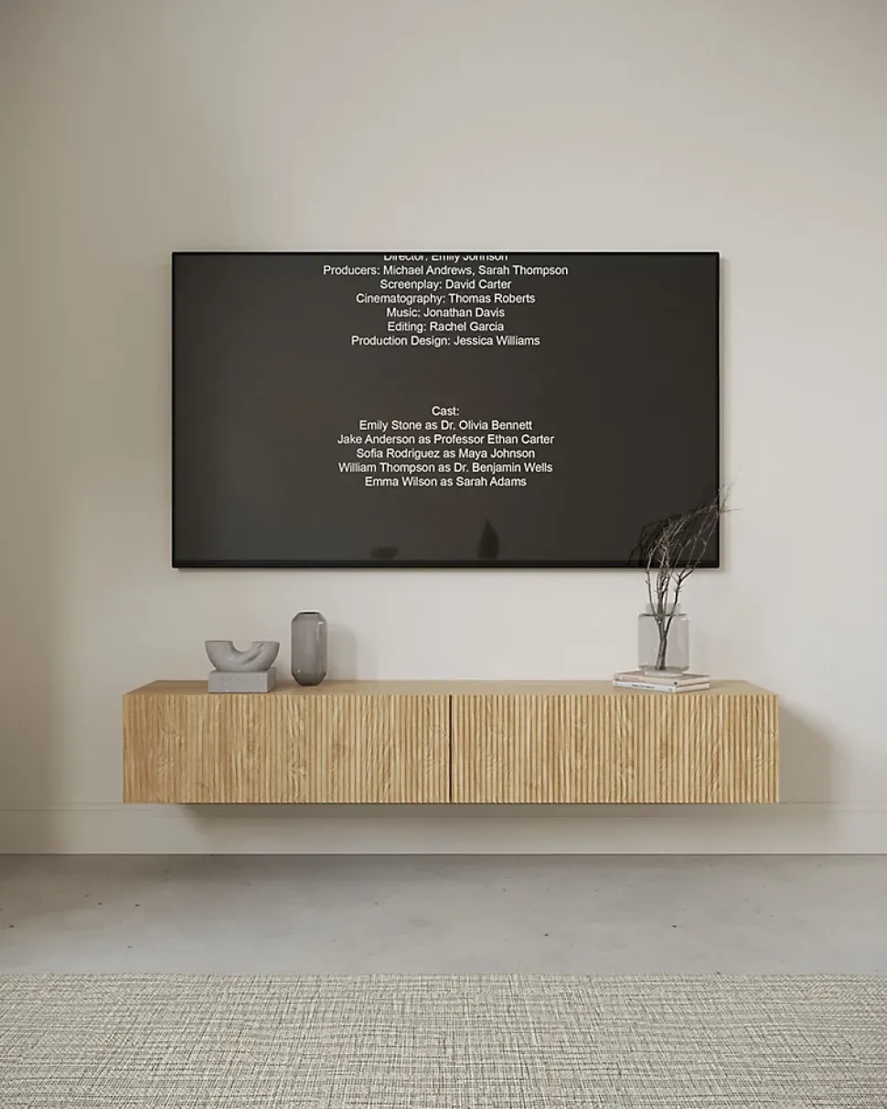 Meuble TV suspendu 175 cm chêne huilé NOLIE