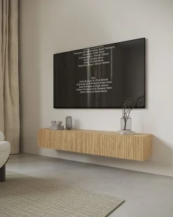 Meuble TV suspendu 175 cm chêne huilé NOLIE