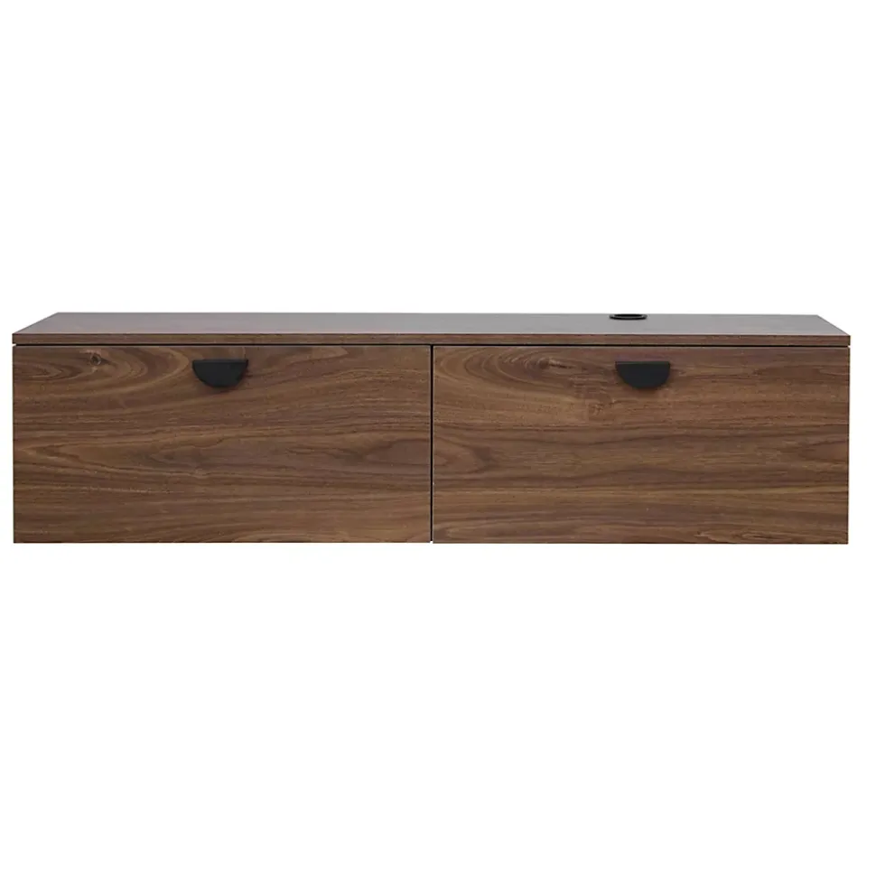 Meuble TV suspendu 120 cm industriel bois foncé Oviala