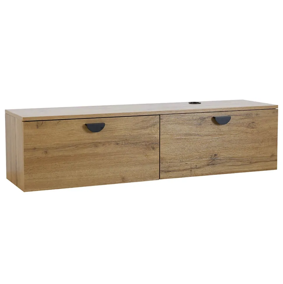 Meuble TV suspendu 120 cm industriel bois Oviala