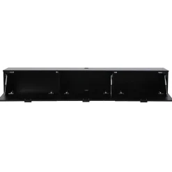 Meuble TV suspendu 200 cm moderne noir Oviala