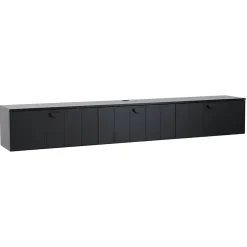 Meuble TV suspendu 200 cm moderne noir Oviala