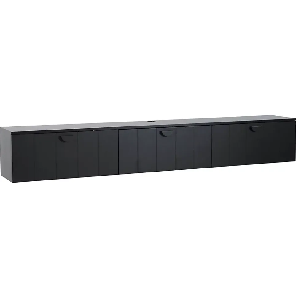 Meuble TV suspendu 200 cm moderne noir Oviala