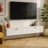 Meuble TV suspendu 160 cm moderne blanc Oviala