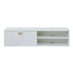 Meuble TV suspendu 120 cm moderne blanc Oviala
