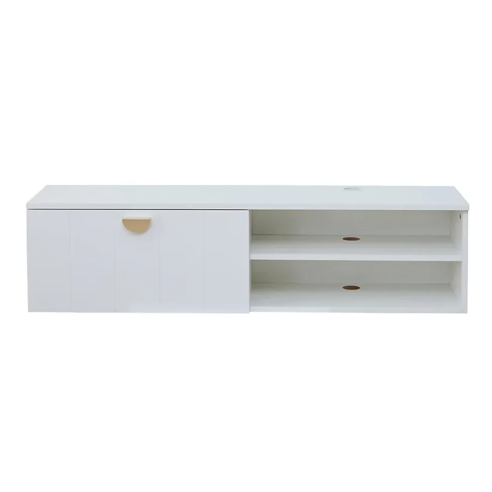 Meuble TV suspendu 120 cm moderne blanc Oviala