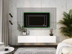 Meuble TV Suspendu, 170 X 34 X 32 Cm, Blanc Mat