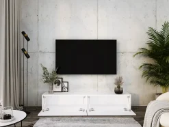 Meuble TV Suspendu, 170 X 34 X 32 Cm, Blanc Mat