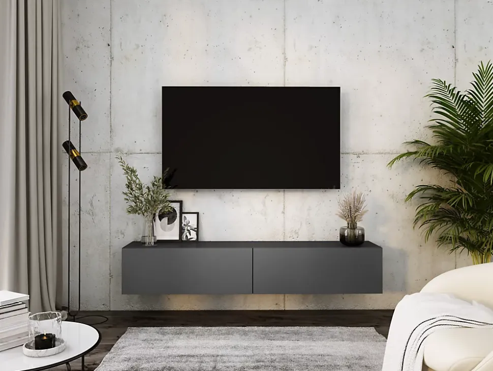 Meuble TV Suspendu, 170 X 34 X 32 Cm, Anthracite