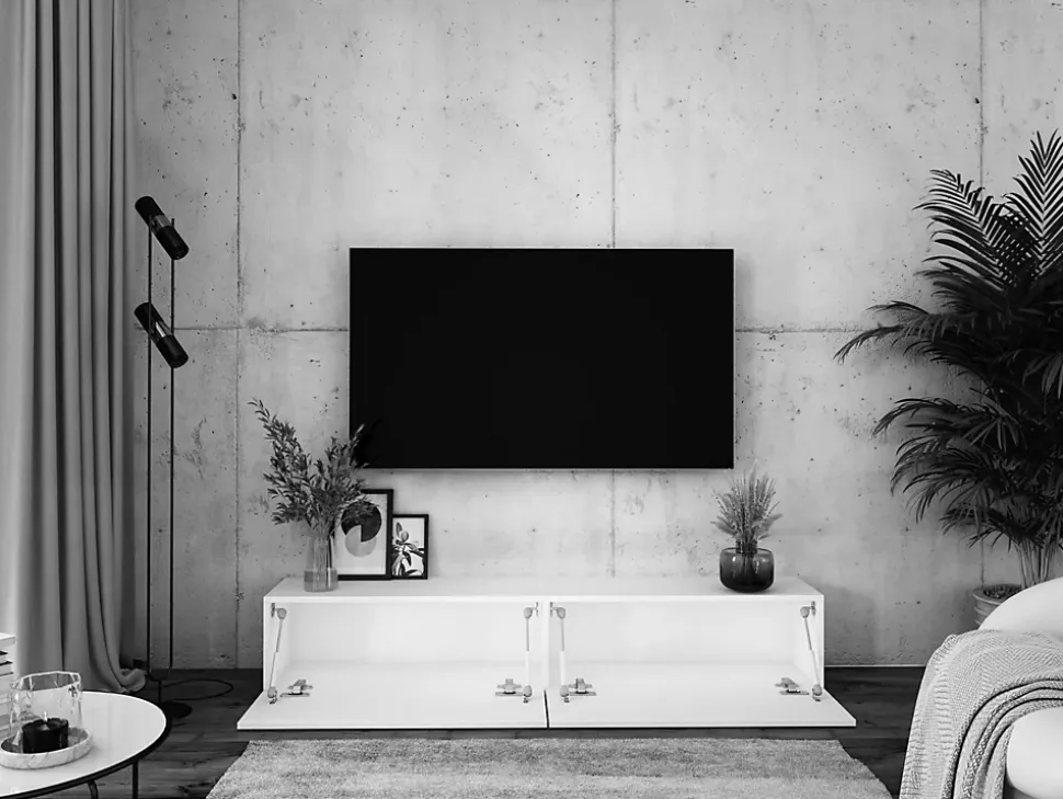 Meuble TV Suspendu, 170 X 34 X 32 Cm, Chêne Wotan / Noir Mat