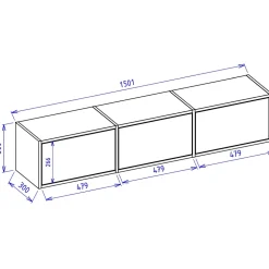 Meuble TV suspendu a 3 abattants aspect noyer 150 cm FRAMME
