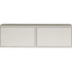 Meuble TV suspendu a deux abattants blanc 100 cm FRAMME