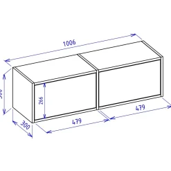 Meuble TV suspendu a deux abattants blanc 100 cm FRAMME