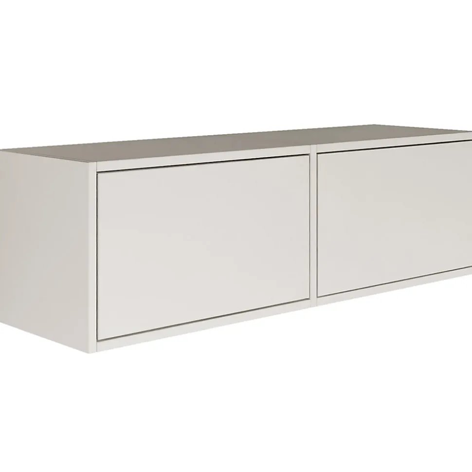 Meuble TV suspendu a deux abattants blanc 100 cm FRAMME