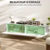 Meuble TV suspendu meuble TV flottant design façade blanc laqué 2 portes
