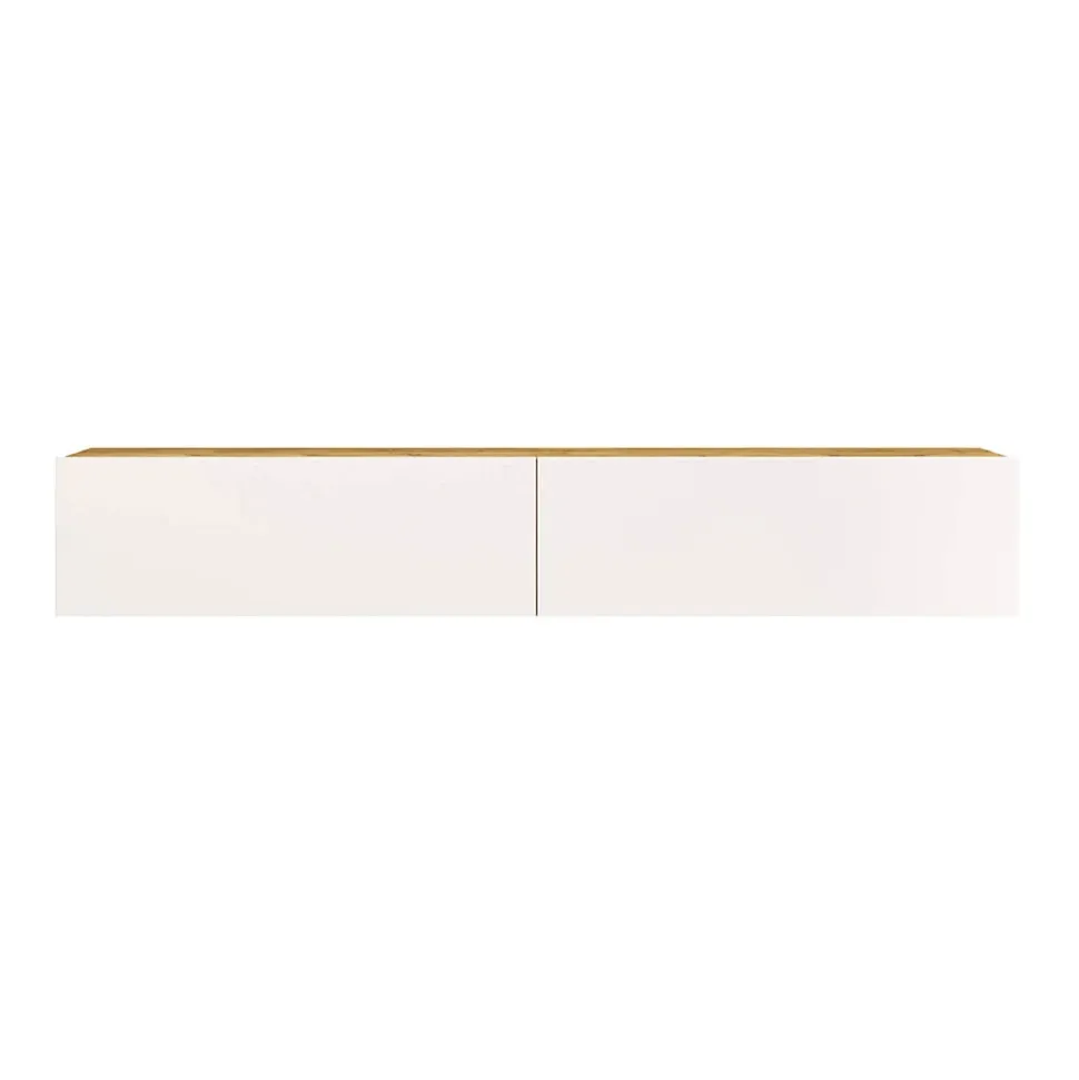 Meuble TV suspendu Rebecca Mobili Jatara 29,5x180x31,5 Panneau de particules Blanc Marron Clair Moderne
