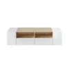 Meuble TV Tania 4 Portes Couleur Blanc et Chêne, 138 cm (Largeur)