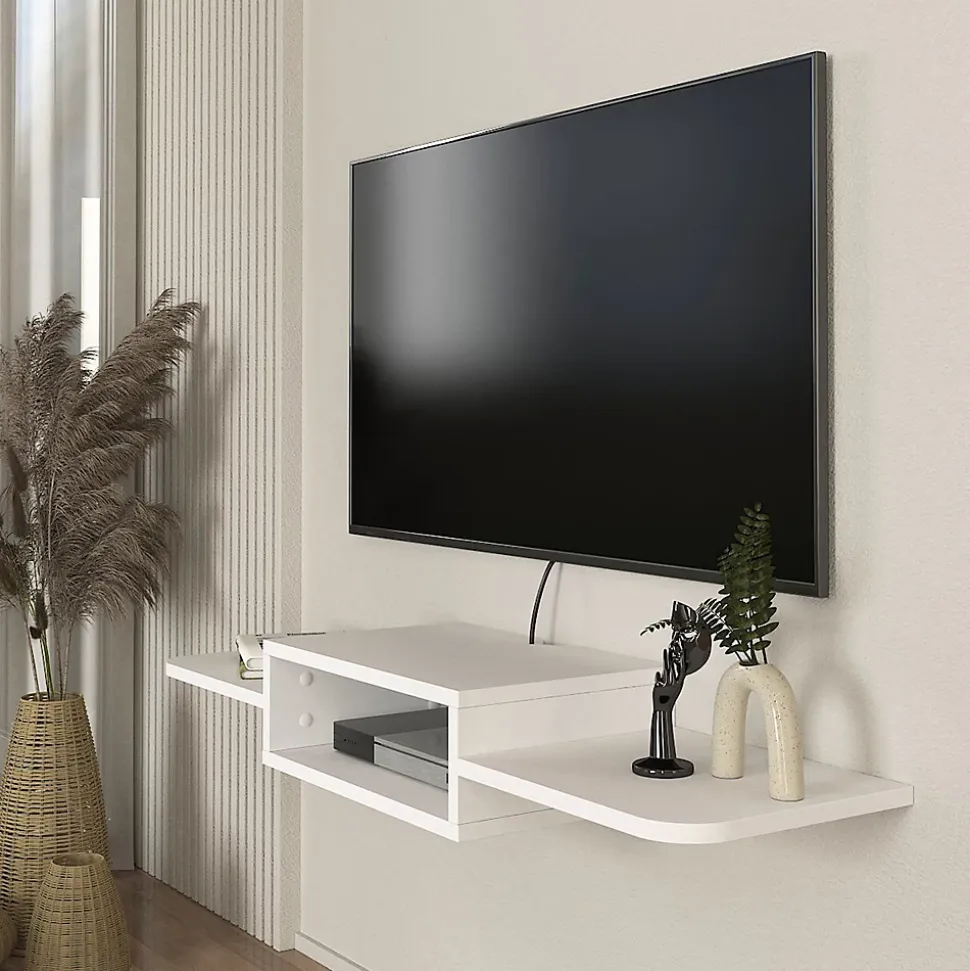 Meuble TV Tar mural 115 x 30 x 16 cm blanc en.casa