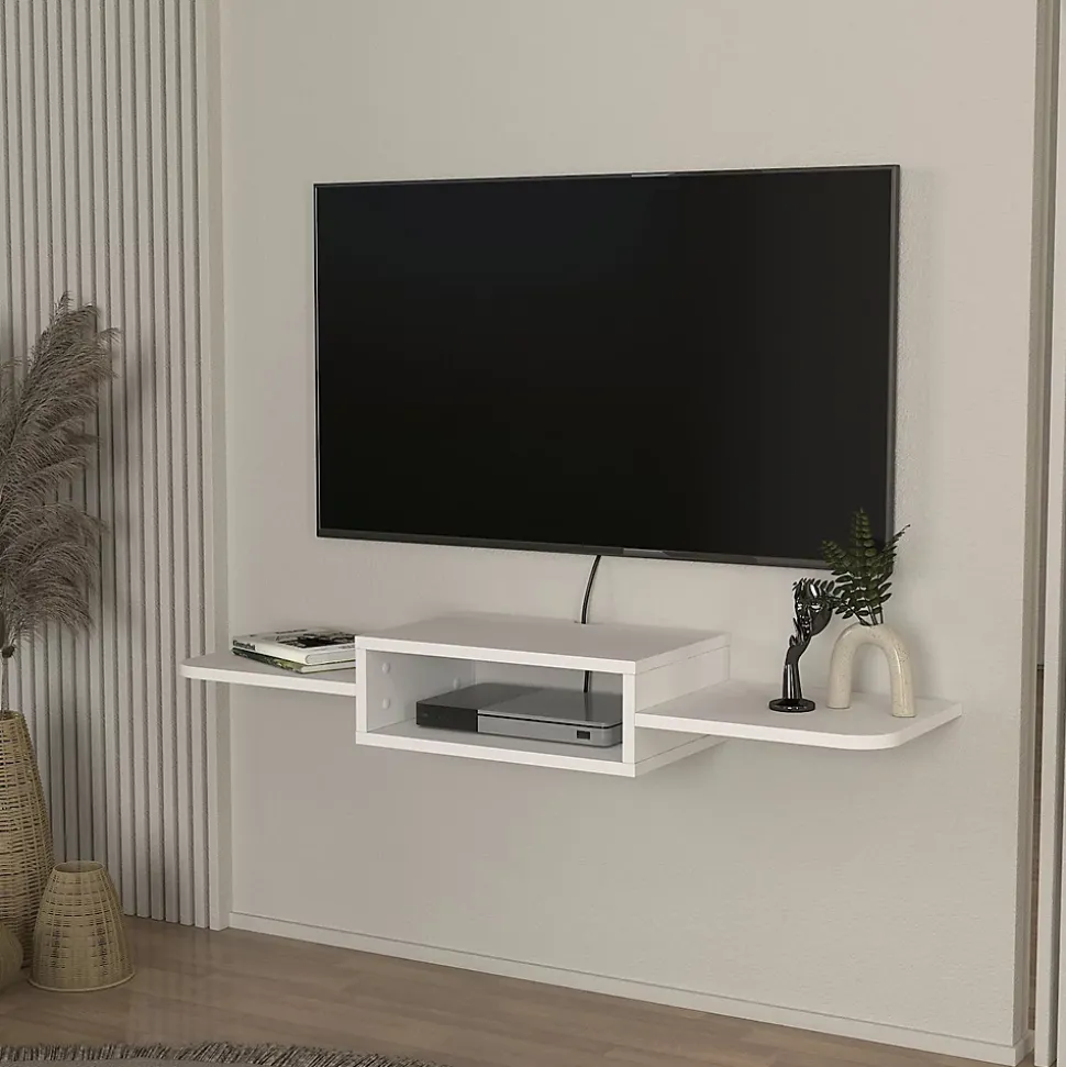 Meuble TV Tar mural 115 x 30 x 16 cm blanc en.casa