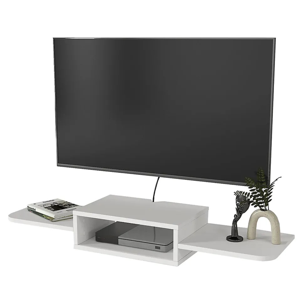 Meuble TV Tar mural 115 x 30 x 16 cm blanc en.casa