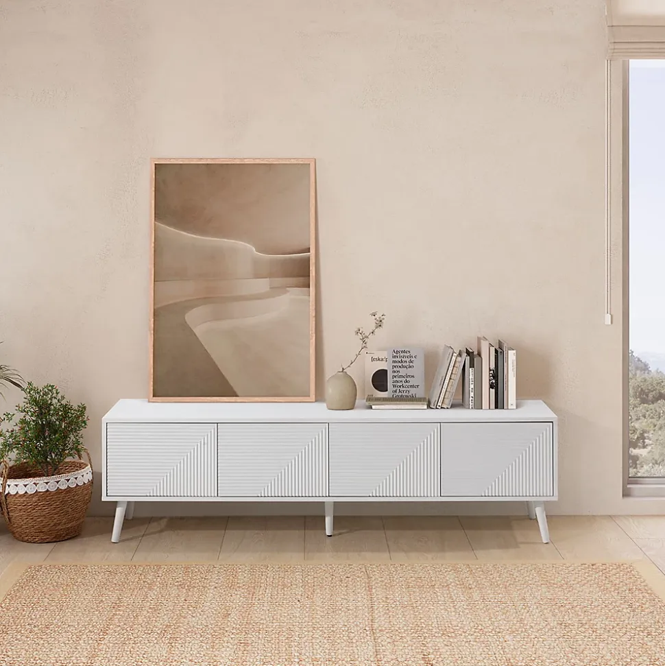 Meuble Tv Telmo 4 portes couleur Blanc 160 cm