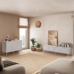 Meuble Tv Telmo 4 portes couleur Blanc 160 cm