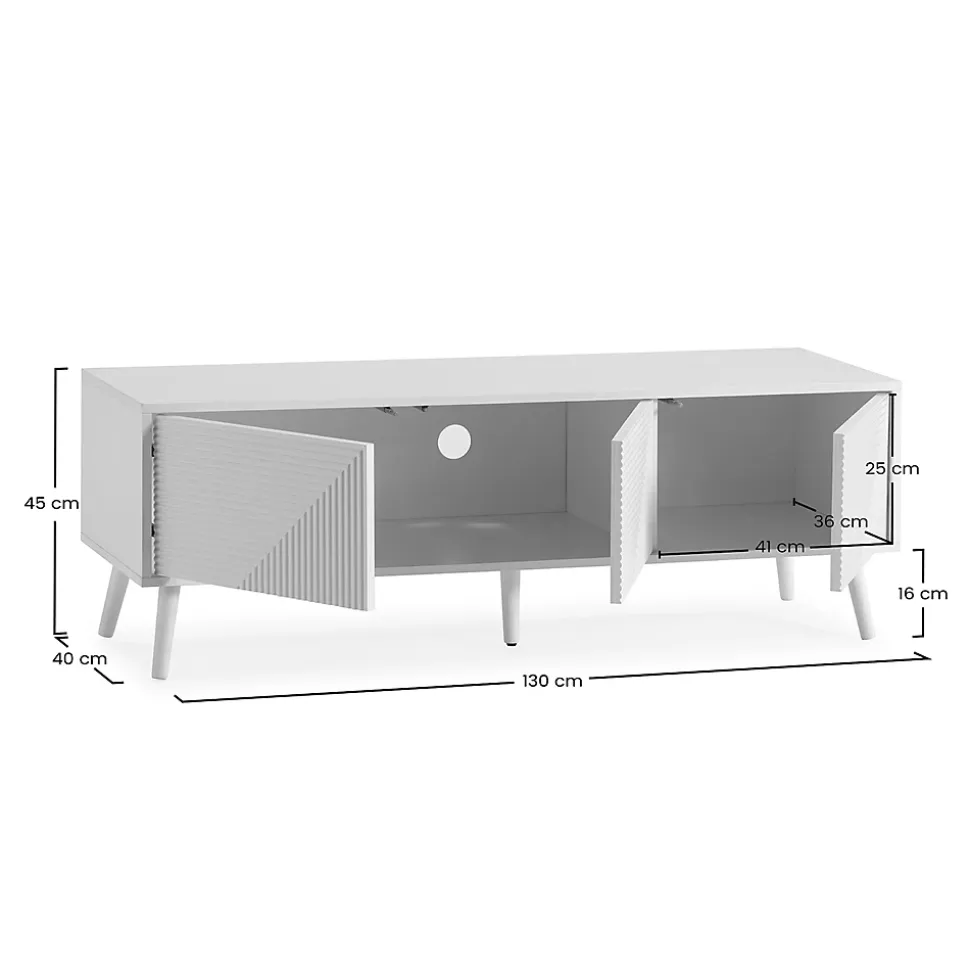 Meuble Tv Telmo 3 portes couleur Blanc 130 cm
