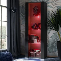 Meuble TV Tivoli Set Medio Komodee - LED RGB - Noir Mat et Noir - Facades en Mat - 195 x 159 x 35 cm