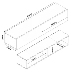 Meuble TV Toivakka 135 x 31 x 25 cm blanc en.casa