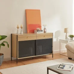 Meuble TV Tysnes 120 x 40 x 75 cm effet chêne noir en.casa