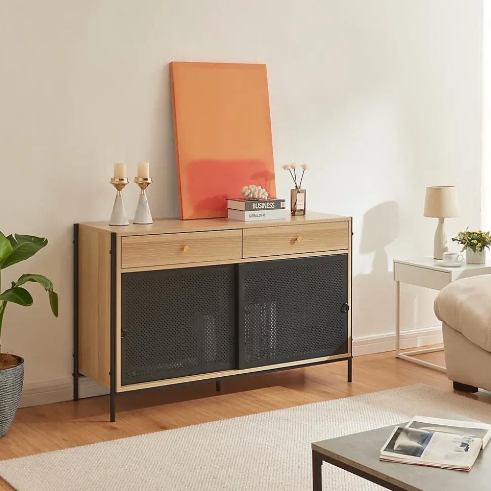 Meuble TV Tysnes 120 x 40 x 75 cm effet chêne noir en.casa