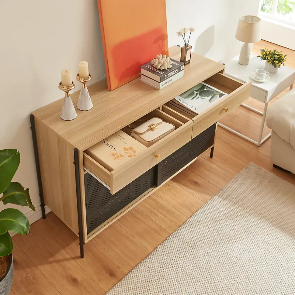Meuble TV Tysnes 120 x 40 x 75 cm effet chêne noir en.casa