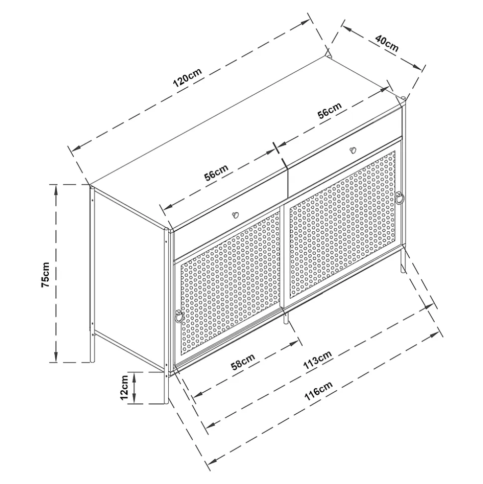 Meuble TV Tysnes 120 x 40 x 75 cm effet chêne noir en.casa