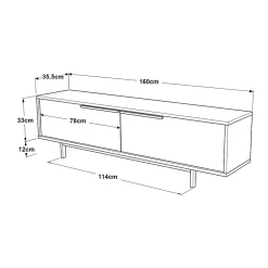 Meuble TV Urejovle 160 x 36 x 45 cm effet chêne noir en.casa