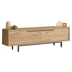 Meuble TV Urejovle 160 x 36 x 45 cm effet chêne noir en.casa