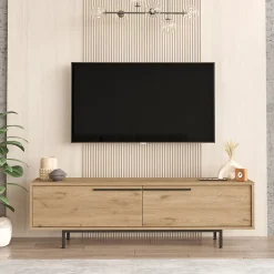 Meuble TV Urejovle 160 x 36 x 45 cm effet chêne noir en.casa