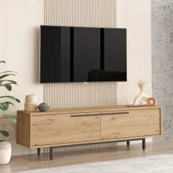Meuble TV Urejovle 160 x 36 x 45 cm effet chêne noir en.casa